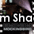 Animated icon with repeated text and symbols over a dark background featuring purple shapes.
