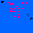 Blue background with pink text reading "July 23 2007 <3" and scattered black and blue stars, some frames showing star positions shifting.