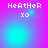 Pixelated text 'HeAtHeR' and 'xo' on a gradient background with shifting light effects.