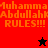 A pixelated image with red and black sections displaying repeated text 'Muhammad Abdullah RULES!!!' and two star symbols, one black on red background and one red on black background.