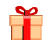 A 3x2 contact sheet of five pixelated gift box icons with red ribbons, displayed on a gray background.