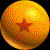 Golden spherical objects with red star symbols and stylized red text, arranged in a pattern against black background
