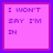 A 4x3 contact sheet of a 12-frame animated icon showing the phrase "I WON'T SAY I'M IN LOVE" forming across frames with varying text clarity and color shifts on pink backgrounds.