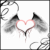Animated icon with heart-shaped outline, black wing-like shapes on sides, and dripping pink accents against white background.