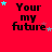 Red background with black text 'Your my future' and scattered cyan and pink stars in a pattern
