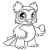 Pixelated grayscale cartoon character with large eyes, rounded ears, and a small tail standing upright on two legs.
