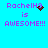 Pixelated cyan background with purple text reading 'RachelH3 is AWESOME!!!' and a small dark red heart icon that changes position across frames.