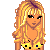 Pixel art image of a blonde woman in bikini with yellow and black striped accessories, displayed as part of an animated contact sheet frame showing multiple poses.