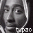 A 3x2 contact sheet of six grayscale animated frames showing a person with light-colored hair and the text "tupac" in pixelated font, each frame displaying subtle facial expression changes.