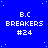 Blue background with light blue dots, repeated text "B.C BREAKERS #24" in white pixelated font