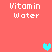 Pixelated text 'Vitamin Water' appears in four positions on a coral background with three heart icons in cyan and gray.