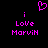 Pixelated pink text and heart symbol on black background, with 'i Love Marvin' repeated twice.