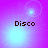 Four- of pixelated 'Disco' text over purple and blue gradient backgrounds with shifting light effects