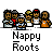 Animated contact sheet of Nappy Roots buddy icon frames showing character group, footprints, and abstract motion effects on gray background.