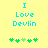 Yellow background with cyan text "I Love Devlin" and green pixelated heart symbols below, showing two animation frames with heart positions shifted.