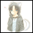 Anime-style character with long gray hair and cat ears, wearing a gray jacket over a light blue shirt, standing against a white background with a black border.