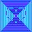 Pixelated blue-toned icon depicting a stylized hourglass with gradient shading and symmetrical design elements.