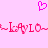 Pixelated pink heart above red text 'Layla' repeated twice on light pink background.