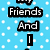Blue background with white polka dots and black text reading 'Friends And I Kinda A D PACKAGE A' in pixelated font.