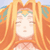 Pixelated static image of a character with long orange hair, closed eyes, and a green headpiece against an ocean background.