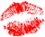 Red pixelated lips forming a kissing shape on white background, with visible dithering and no text or additional elements.