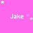 Pink background with white text 'Jake' repeated in a , surrounded by scattered white and pink stars