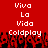 Red background with white pixelated text 'Viva La Vida' and 'Coldplay' repeated twice, overlaid on a pixelated crowd of red and black figures.
