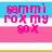 Pixelated text in pink and purple hues on a blue, white, and pink striped background with a yellow bottom border.