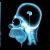 A 50x50 pixel animated buddy icon featuring a blue skull with glowing eyes and a small antenna on its head, alongside green text reading "Original Icons .com" on a dark background.