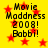 Yellow background with red stars and black text reading "Movie Maddness 2008! Bobbi!" in four identical quadrants.