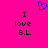 A static image with a bright pink background displays two identical text blocks and a blue pixelated heart symbol above them.
