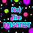 Pixelated text and colorful dots on a black background with cyan and pink lettering.