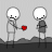 A 5x5 contact sheet of animated frames showing a stick figure holding a red heart, with text progressively forming "This is all I have" across the bottom rows.