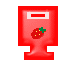 Four pixelated AIM buddy icons arranged in a 2x2 contact sheet showing variations of red mailboxes and pink envelopes with strawberry motifs.