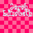 Pixelated text 'Sarah Elizabeth' on pink checkered background with four identical static frames.