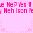 Pixelated pink text and symbols on a light pink background with repeating patterns.