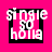 A 48x48 pixel animated contact sheet showing three frames of a pink and black buddy icon with distorted white text "single so holla" on a bright pink background, arranged in a 2x2 grid with one empty gray cell.