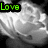 six grayscale anime-style character faces with the word 'Love' in different colors above each, arranged in two of three