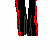 Pixel art image of a character with blonde hair and red-and-white striped top, wearing black pants with red stripes, standing next to text reading "Lets get dirrty".