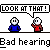 Pixel art animation of two figures with white heads and blue/red clothing, showing speech bubbles and megaphone actions against a gray background.