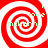 Four identical red and white spiral patterns arranged in a with green text reading 'i love mckenna' overlaid on each spiral