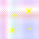 A static image of yellow star shapes scattered across a pastel gradient background with pixelated texture.