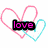Four distinct buddy icons arranged in a : pink and cyan hearts with 'love', colorful repeating letters with 'life', grayscale celebrity face with 'death', dark stained glass with 'hell'