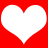 Two white heart shapes on a solid red background, side-by-side with no visible animation changes.