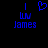 Blue pixelated text and heart symbol on black background, with one version showing a heart and another showing a vertical line.