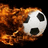 Pixelated soccer ball engulfed in orange flames against black background with red text reading 'That Ball Is Really HOT' and 'JUST LIKE FIRE!!!!!!'.