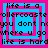 Pixelated text and nested square borders in bright cyan and magenta on a solid background, with repeated phrases and misspelled words.
