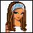 A 48x48 pixel animated buddy icon featuring a cartoon woman with brown hair and a headband, paired with green text reading "Blondes Dont Have The Most Fun!" on a black starry background.