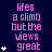 Pixelated text reads 'lifes a climb but the views great' in pink on dark blue background with white star icons, animated to change star count per