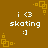 Brown background with repeating yellow square patterns and white text reading 'i <3 skating :]' in four identical quadrants.